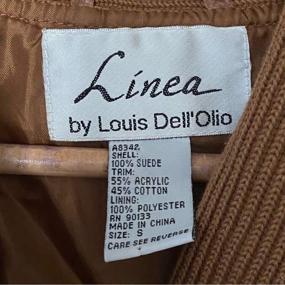 Suede with Ribbed Knit Chestnut Brown Button-Front Jacket - Picture 5 of 6